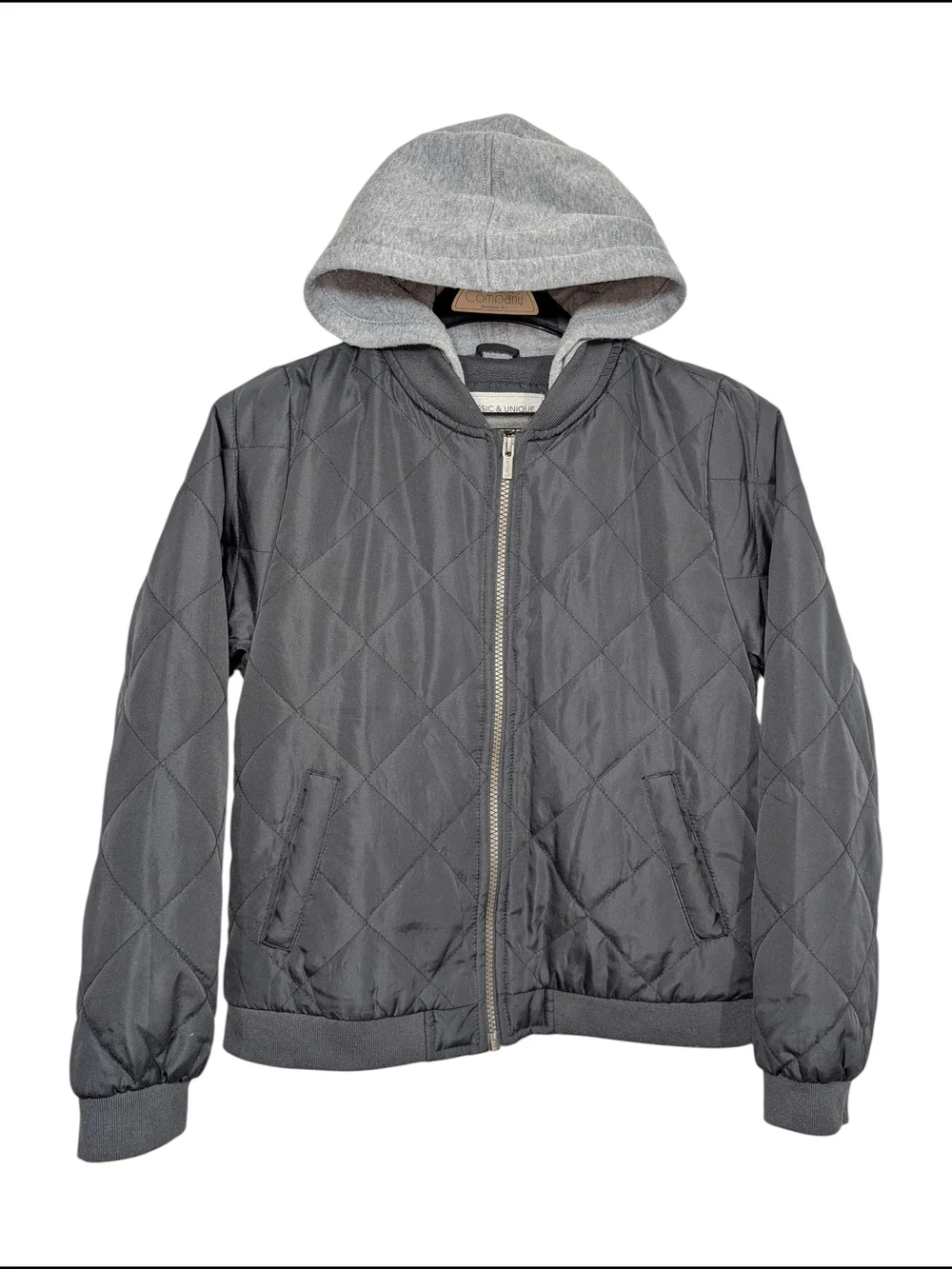 Carter's Kids 10 Gray Quilted Hooded Puffer Jacket Zup Up Fleece Lined